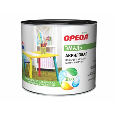 Эмаль ОРЕОЛ акриловая матовая желтая 1,9кг 32339-06 - фото 66836