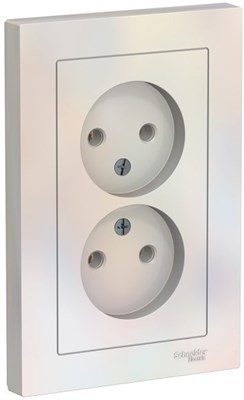 Розетка WESSEN AtlasDesign дв., без з/к, 16А, в сборе, жемчуг ATN000420 - фото 67176