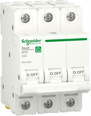 Автомат выкл-ль SCHNEIDER ELECTRIC RESI9 (AB) C 63A 3P 6000A R9F12363 - фото 67321