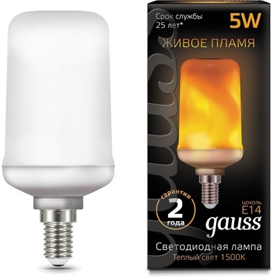 Лампа Gauss LED T65 Flame 5W E27 1500K 157402105 - фото 67622