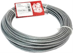 Трос СТРОЙБАТ стальной в оболочке PVC 2/3мм (белый цинк 20 м) 249500 - фото 70038
