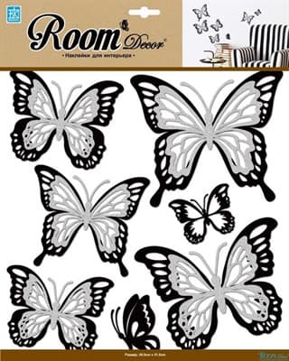 Элемент декоративный ROOM DECOR Многослойные бабочки с серебр. блесткам REA 5001 - фото 7655