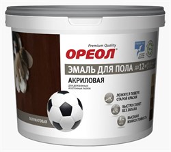 Эмаль ОРЕОЛ для пола акриловая полуматовая тёмно-серая 2,3кг 32348-06 - фото 78565