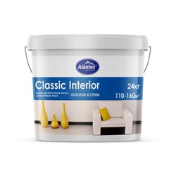 Краска ALANTEX Interior white для потолков и стен белоснежная матовая 24кг - фото 78870