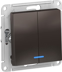 Выключатель AtlasDesign 2-кл.подсв сх5а, 10АХ, механизм мокко ATN000653 - фото 79843