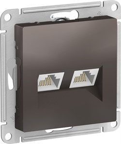 Розетка AtlasDesign дв. комп.кат 5Е, механизм мокко ATN000685 - фото 80011