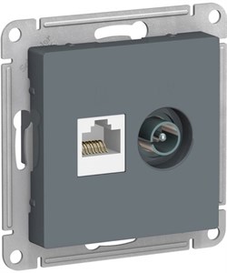 Розетка WESSEN AtlasDesign дв., ТВ+комп.кат 5Е, механизм грифель ATN000789 - фото 80032