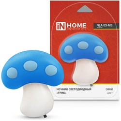 Ночник светодиодный IN HOME NLA 03-MB ГРИБ синий с выключателем - фото 80799