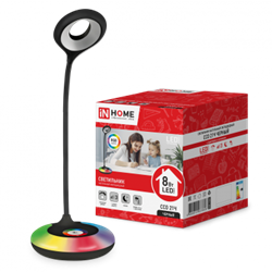 Светильник настольный IN HOME ССО 21Ч 8W 6500К 640Lm RGB-подсветка, сенсор-диммер, с адаптером, чёрн - фото 81078