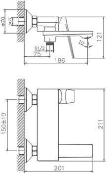 Смеситель HAIBA для ванны, пепельный HB60533-3 - фото 82090