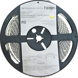 Лента Feron светодиодная 120SMD(2835)m 9,6W/m12V 5m белый на белом LS613 27731 - фото 82849