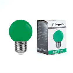 Лампа светодиодная Feron 1W 230V E27 зеленый 25117 - фото 82991