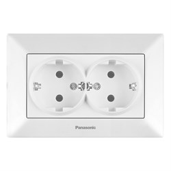 Розетка Рanasonic ARKEDIA двойная с/з 0205-2WH арт.315-36060 - фото 85727