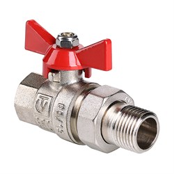Кран Valtec шаровый с полусгоном нр-вр 1/2 рукоятка  бабочка  VT.227 - фото 87523