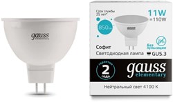 Лампа GAUSS LED Elementary MR16 11W GU5,3 850Lm 6500K 13531 - фото 88012