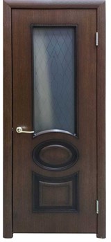 Полотно ЛЕСКОМ дверное Экшпон Неаполь ясень коричневый/черная патина витражное стекло 60 - фото 89635