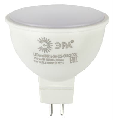Лампа светодиодная ЭРА LED smd MR16-5w-827-GU5.3 ECO 3034 - фото 9046