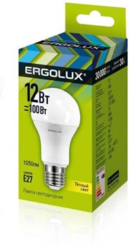 Лампа светодиодная ERGOLUX LED-A60-12W-E27-3K ЛОН 12150 - фото 92667
