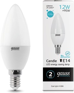 Лампа GAUSS LED Elementary Candle 12W E14 4100K 33122 - фото 92756