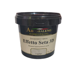 Краска декоративная РАДУГА Arcobaleno Effetto Seta 3D база: серебро 1 кг A127NK01 - фото 93975