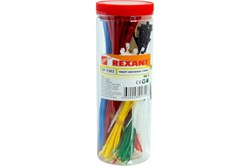 Набор REXANT хомутов-стяжек нейлоновых 100, 200мм, цветные, НХ-2, тубус 300шт 07-7202 - фото 94109
