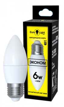 Лампа светодиодная Eurolight ELEC-508-C37-6-3K-E27-FR - фото 95210