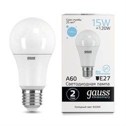 Лампа Gauss LED Elementary Globe 15W A60 E27 6500К 23235 - фото 95335