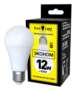 Лампа светодиодная Eurolight ELEC-500-A60-12-3K-E27-FR - фото 95971