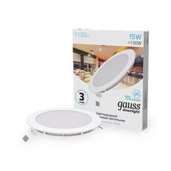 Светильник светодиодный Gauss встраиваемый ультратонкий круглый IP20 15W 4100K 1/20 939111215 - фото 95988