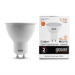 Лампа GAUSS LED Elementary MR16 5.5W GU10 3000K LD13616 - фото 95997