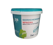 Краска РАДУГА-28 водоэмульсионная для потолков и стен (5л-7кг) Белоснежная