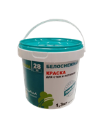 Краска РАДУГА-28 водоэмульсионная для потолков и стен (1л-1,3кг) Белоснежная