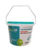 Краска РАДУГА-28 водоэмульсионная для потолков и стен (2л-2,5кг) Белоснежная
