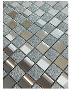 Мозаика МСТ зеркальная серебро с чипом 25*25мм (300*300мм) С25