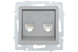 Розетка LEZARD VESNA телефонная, двойная, евро, платина 742-3588-138 (механизм)
