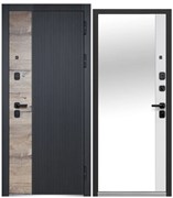 Дверь металлическая LUXOR 2МДФ Дуб Вертикаль зеркало 860мм правая