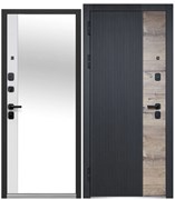 Дверь металлическая LUXOR 2МДФ Дуб Вертикаль зеркало 960мм левая
