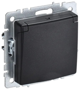 Розетка BRITE с с/з, з/ш и крышкой 16А IP20 черная BR-R16-16-K02
