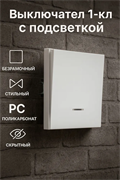 Выключатель NEXON 1-кл, с подсветкой, белый 80-B1-EK11DKZ