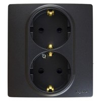 Розетка LEGRAND Etika 2X2К+З авт. (антрацит) 672623