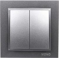 Выключатель MONO х2 механизм+кноп. Metallic Silver
