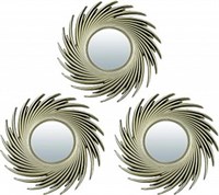 Комплект декоративных зеркал QWERTY Плезир ( 3шт)золото 25 см D-8 см 74049