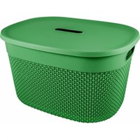 Корзина PLAST TEAM OSLO для хранения с крышкой 18л, бархатно-зеленый PT1333БЗ-10