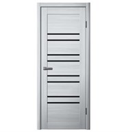 Полотно дверное Сибирь-Профиль 282 700 ясень пепельный черное стекло