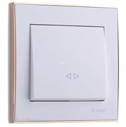 Выключатель LEZARD RAIN промежуточный белый с бок.вст.золото 703-0226-107