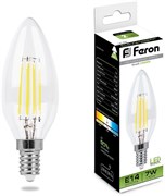 Лампа светодиодная Feron 7W 230V E14 4000K филамент C35 25780