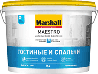 Краска водоэмульсионная MARSHALL MAESTRO Интерьерная фантазия BW 9л Краска водоэмульсионная MARSHALL MAESTRO Интерьерная фантазия BW 9л