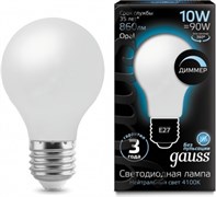 Лампа Gauss LED Filament A60 10W E27 Milky 4100К 102202210-D (диммируемая)
