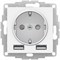 Розетка WESSEN AtlasDesign 16А с двумя USB A+A, механизм белая ATN000130 - фото 80077